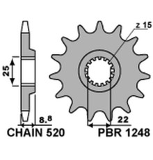 Pbr передня зірочка 1248 13 ktm sx/exc '91-'25 (jtf1901.13) (ланцюг 520) (124813jt)