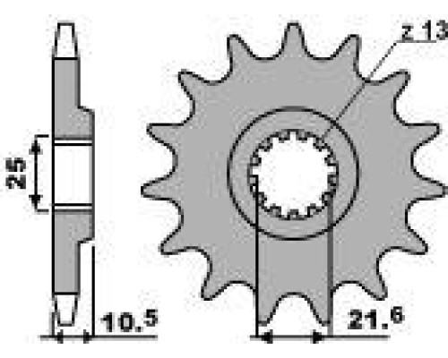 Зірочка передня pbr 2061 13 18nc kawasaki ksf 250 87-04, kef 300 95-03 (jtf1503.13) (+1) (ланцюг 520)