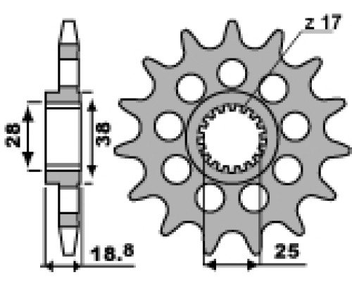 Передня зірочка pbr 2078 14 18nc aprilia 1000 / bmw f 650/800 (jtf704.14) (тільки pbr) (ланцюг 525)