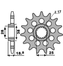 Передня зірочка pbr 2078 15 18nc aprilia tuono 1000r 06-08 (jtf704.15) (тільки pbr) (ланцюг 525)