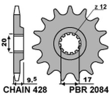 Pbr передня зірочка 2084 14 ktm sx 85 '04-'18 (jtf1907.14) (ланцюг 428) (208414jt)
