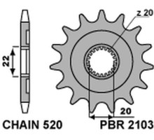 Зірочка передня pbr 2103 13 yamaha yzf 250 '01-'25, wrf 250 '01-'25 (jtf1590.13) (ланцюг 520) (210313jt)