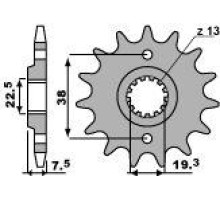 Pbr передня зірочка 2116 13 18nc suzuki ltr 450 '06-'12, ltz 400 '03-'13, rmx 450 '10-'13, kawasaki kfx 400, hyosung te 450 (ланцюг 520) (jtf1401.13)