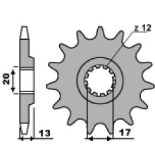 Передня зірочка pbr 2123 13 18nc tm125mx'05-'11 / tm125smm black dream'08-'09(chain.520)