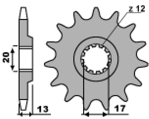 Передня зірочка pbr 2123 13 18nc tm125mx'05-'11 / tm125smm black dream'08-'09(chain.520)
