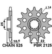 Передня зірочка pbr 2125 15 18nc mv augusta 910/920/989/990/1000