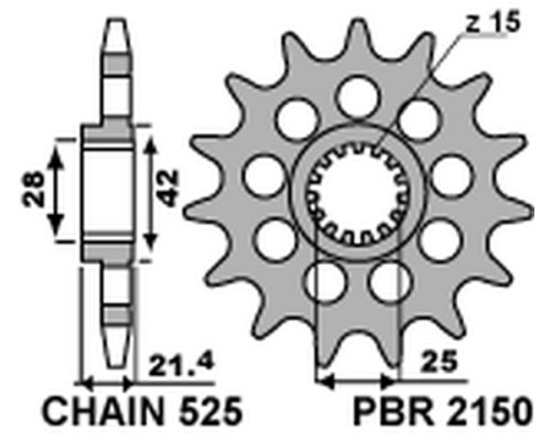Зірочка передня pbr 2150 16 18nc aprilia 750/1200 (ланцюг 525) (jtf709.16)