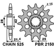 Зірочка передня pbr 2150 16 18nc aprilia 750/1200 (ланцюг 525) (jtf709.16)