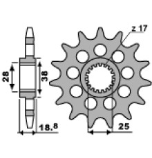 Зірочка передня pbr 2178 16 18nc aprilia rsv 1000 09-11 (ланцюг 525)