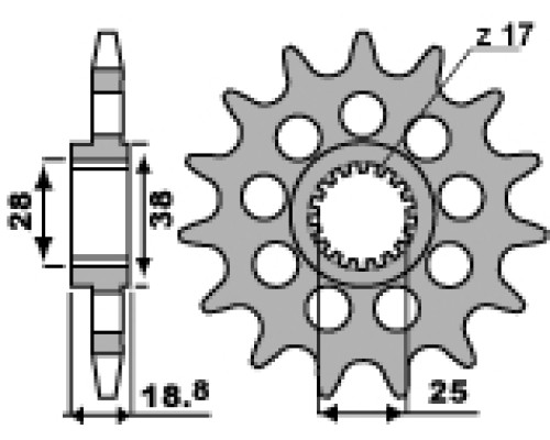 Зірочка передня pbr 2178 16 18nc aprilia rsv 1000 09-11 (ланцюг 525)