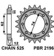 Зірочка передня pbr 2196 22 18nc gilera gp 800 (09-13), aprilia srv850 (12) (ланцюг 525)