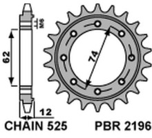 Зірочка передня pbr 2196 22 18nc gilera gp 800 (09-13), aprilia srv850 (12) (ланцюг 525)