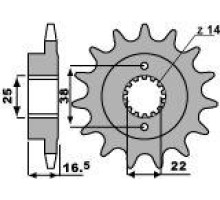 Pbr передня зірочка 2205 15 18nc ducati 1000 monster s2r 06-08 (jtf741.15) (ланцюг 525)