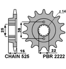 Зірочка передня pbr 2222 14 18nc ducati 796 10-12 (ланцюг 525)
