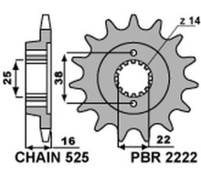 Зірочка передня pbr 2222 14 18nc ducati 796 10-12 (ланцюг 525)