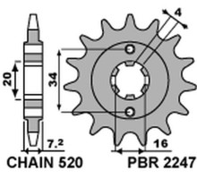 Зірочка передня pbr 2247 13 18nc ktm 125 duke 11-16 (-1) (ланцюг 520) (jtf1903.13)
