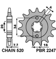 Зірочка передня pbr 2247 14 18nc ktm 125 duke 11-21 (-1) (ланцюг 520) (jtf1903.14)