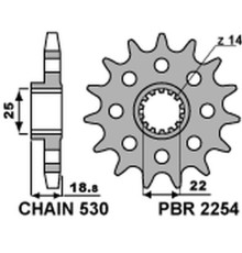 Зірочка передня pbr 2254 14 18nc ducati 1200 multistrada 10-13 (ланцюг 530)