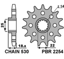 Зірочка передня pbr 2254 14 18nc ducati 1200 multistrada 10-13 (ланцюг 530)