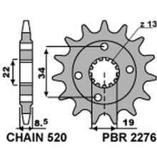 Зірочка передня pbr 2276 14 ktm 390 duke '13-'18, 390 rc '14-'18 (jtf1908.14) (ланцюг 520) (227614jt)