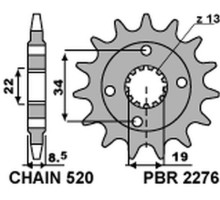 Зірочка передня pbr 2276 14 ktm 390 duke '13-'18, 390 rc '14-'18 (jtf1908.14) (ланцюг 520) (227614jt)