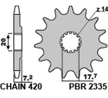 Зірочка передня pbr 2335 14 18nc yamaha yz 65 18-20 (ланцюг 420) (jtf1558.14)