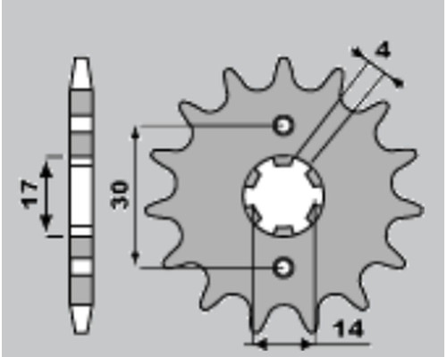 Зірочка передня pbr 270 16 18nc kawasaki klx 110, suzuki drz 110 (ланцюг 420)