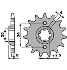 Pbr передня зірочка 328 14 honda nsr 125r '93-'02, vt 125 c '99-'07, xl 125v varadero '01-'13 (jtf327.14) (ланцюг 520) (27914jt)