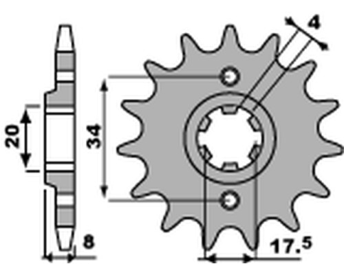 Pbr передня зірочка 328 14 honda nsr 125r '93-'02, vt 125 c '99-'07, xl 125v varadero '01-'13 (jtf327.14) (ланцюг 520) (27914jt)