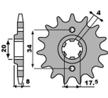 Pbr передня зірочка 328 14 honda nsr 125r '93-'02, vt 125 c '99-'07, xl 125v varadero '01-'13 (jtf327.14) (ланцюг 520) (27914jt)