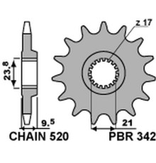 Pbr передня зірочка 342 13 honda cr 250 '88-'07, crf 450r/x '02-'25, crf 250r '22-'25 (jtf284.13) (ланцюг 520) (34213jt)