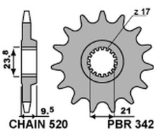 Pbr передня зірочка 342 13 honda cr 250 '88-'07, crf 450r/x '02-'25, crf 250r '22-'25 (jtf284.13) (ланцюг 520) (34213jt)