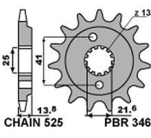 Pbr передня зірочка 346 16 honda vt 600c shadow '90-'07 (jtf296.16) (ланцюг 525) (34616jt)
