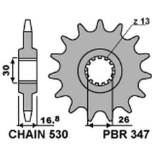 Зірочка передня pbr 347 16 honda cbr 1000rr '04-'16, cbf 1000, cbr 900/929/954 (jtf333.16) (ланцюг 530) (34716jt)