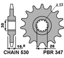 Зірочка передня pbr 347 16 honda cbr 1000rr '04-'16, cbf 1000, cbr 900/929/954 (jtf333.16) (ланцюг 530) (34716jt)
