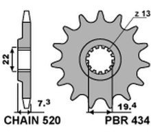 Зірочка передня pbr 434 14 suzuki dr 250 '82-'87, gz 250, gn 250 (jtf434.14) (ланцюг 520) (434.14jt)