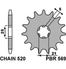 Зірочка передня pbr 569 15 kawasaki kx 250 '87-'98, yamaha yz 250 '77-'98 (jtf569.15) (ланцюг 520) (56915jt)