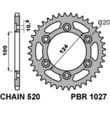 Pbr задня зірочка 1027 42 c45 ducati monster 695/800 (jtr735.42) (ланцюг 520)