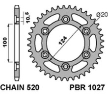 Pbr задня зірочка 1027 42 c45 ducati monster 695/800 (jtr735.42) (ланцюг 520)