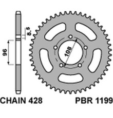 Задня зірочка pbr 1199 49 c45 mz 125 rt/sm (ланцюг 428)