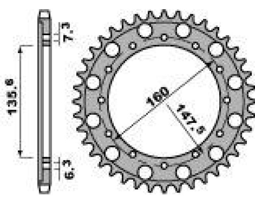 Задня зірочка pbr 1507 53 f fantic 50 (ланцюг 428)