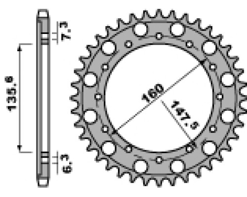 Задня зірочка pbr 1507 56 f fantic 50 (ланцюг 428)
