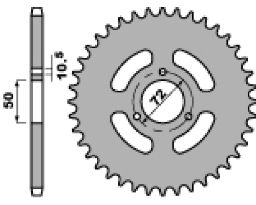 Pbr задня зірічка 251 36 f honda nsr 50/75 89-93 (ланцюг 420) (jtr216.36)