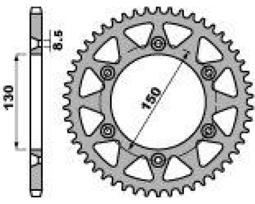 Pbr задня зірочка 270 47 c45 yamaha yz/yzf '99-'24 (ланцюг 520) (jtr251.47)