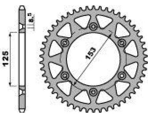 Pbr задня зірочка 289 51 c45 honda cr/crf '86-'25 (jtr210.51) (ланцюг 520)