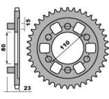 Pbr задня зірочка 3553 38 c45 aprilia af1 125 futura 90-93 (ланцюг 520) (jtr19.38)