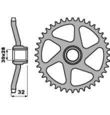 Pbr задня зірічка 3555 40 f aprilia 50 af 1 88-93 (ланцюг 415)