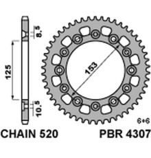 Задня зірочка pbr 4307 39 honda crm 250 '91 (японія) (jtr210.39)