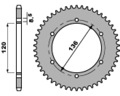 Pbr задня зірочка 4322 47 c45 yamaha tzr 125 r 92-93 (ланцюг 428)