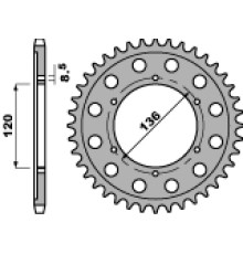 Задня зірочка pbr 4324 57 c45 tdr 125 (93-99) (ланцюг 428)